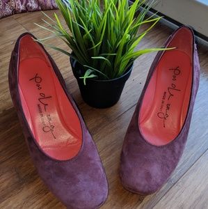 HP🇮🇹 PAS DE ROUGE BURGUNDY RED SUEDE HEELS SHOES